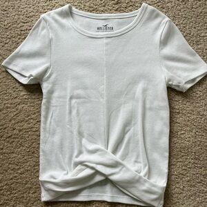 Hollister White Tie Front Crop Top